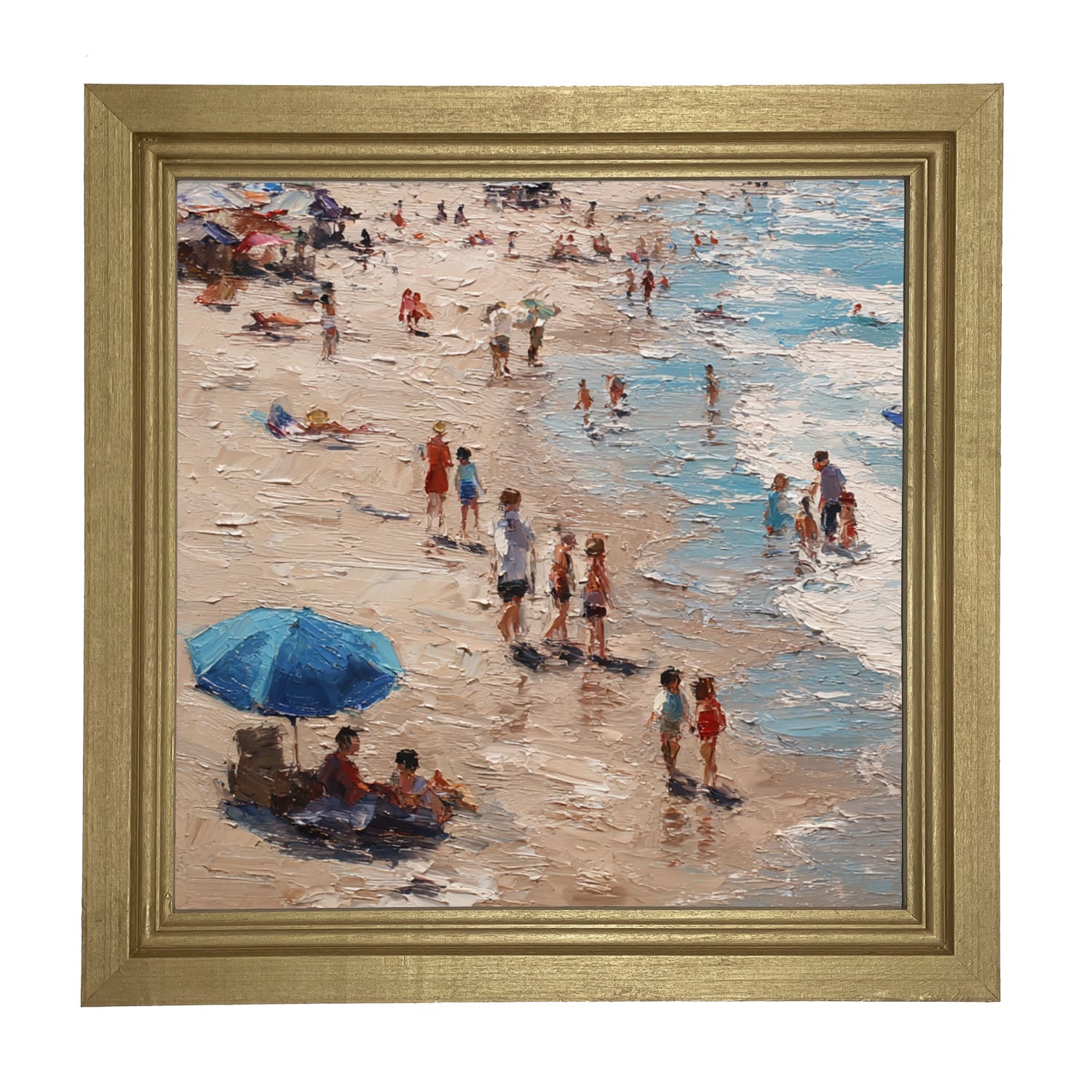Beach Time - Blue Umbrella - Framed Art