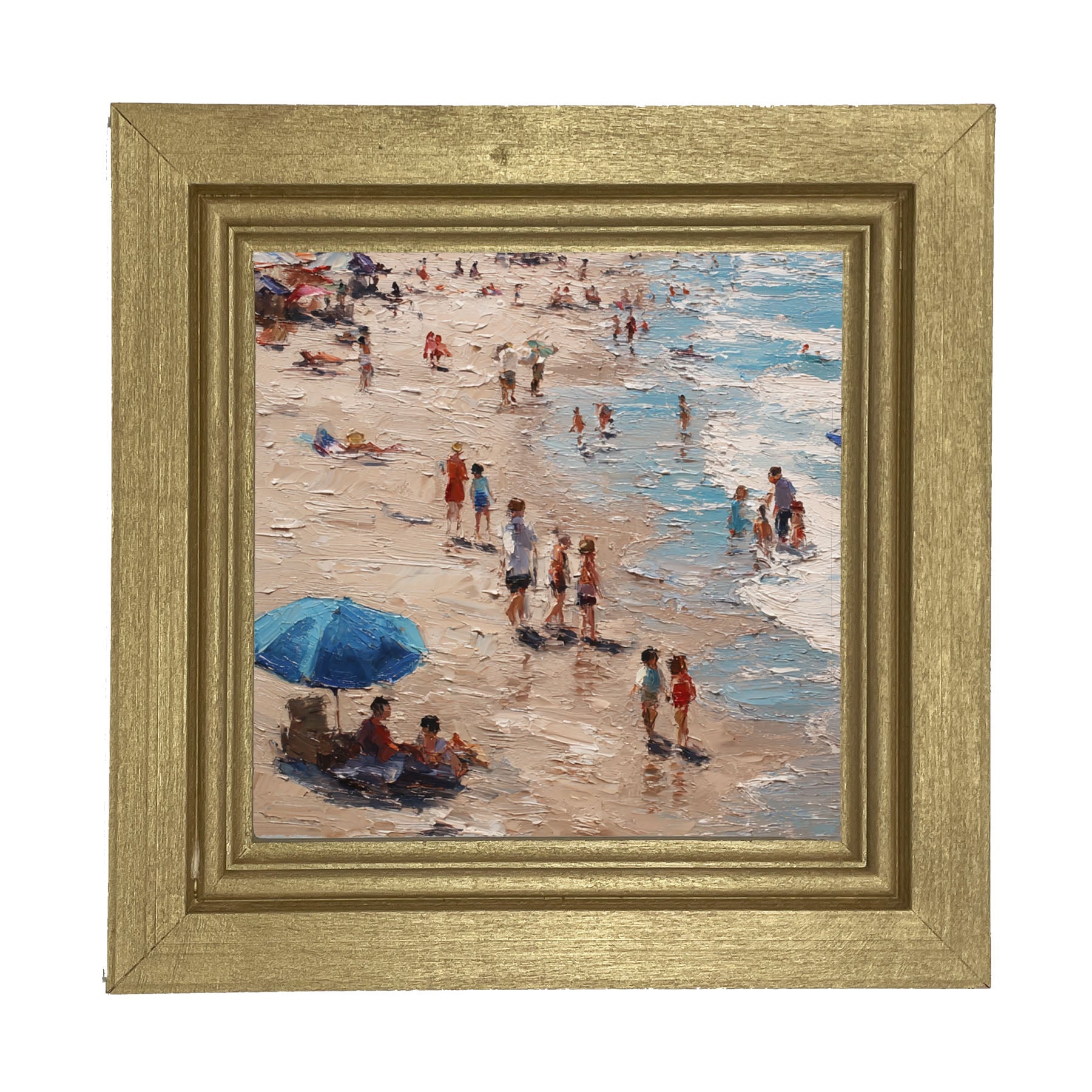 Beach Time - Blue Umbrella - Framed Art