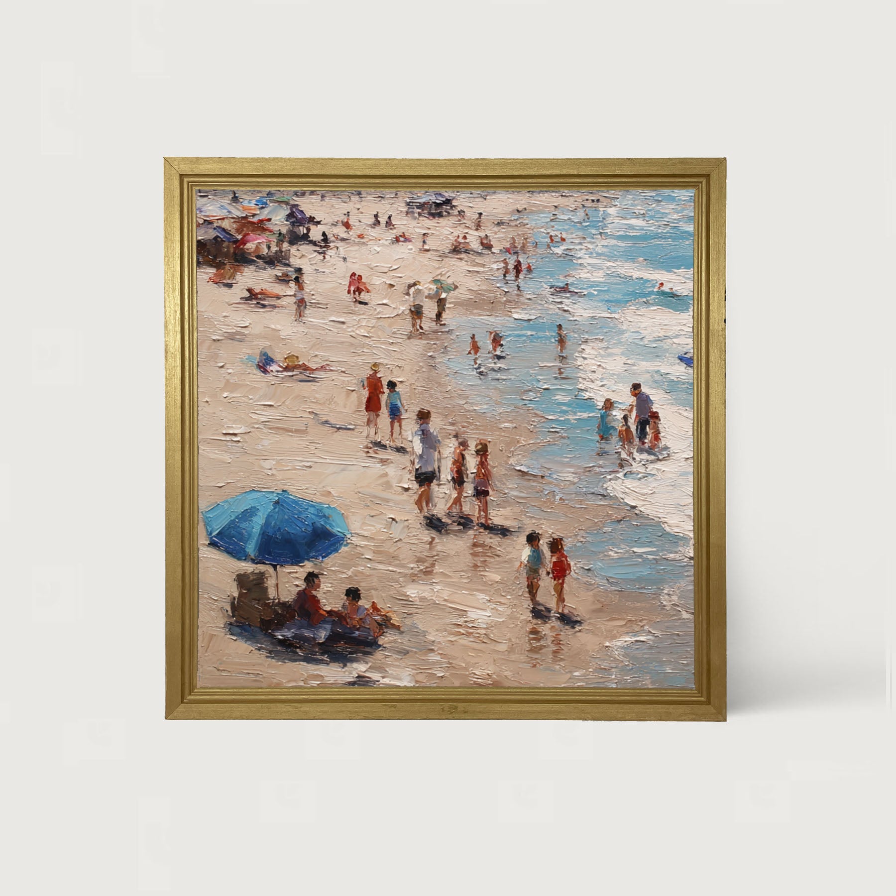 Beach Time - Blue Umbrella - Framed Art