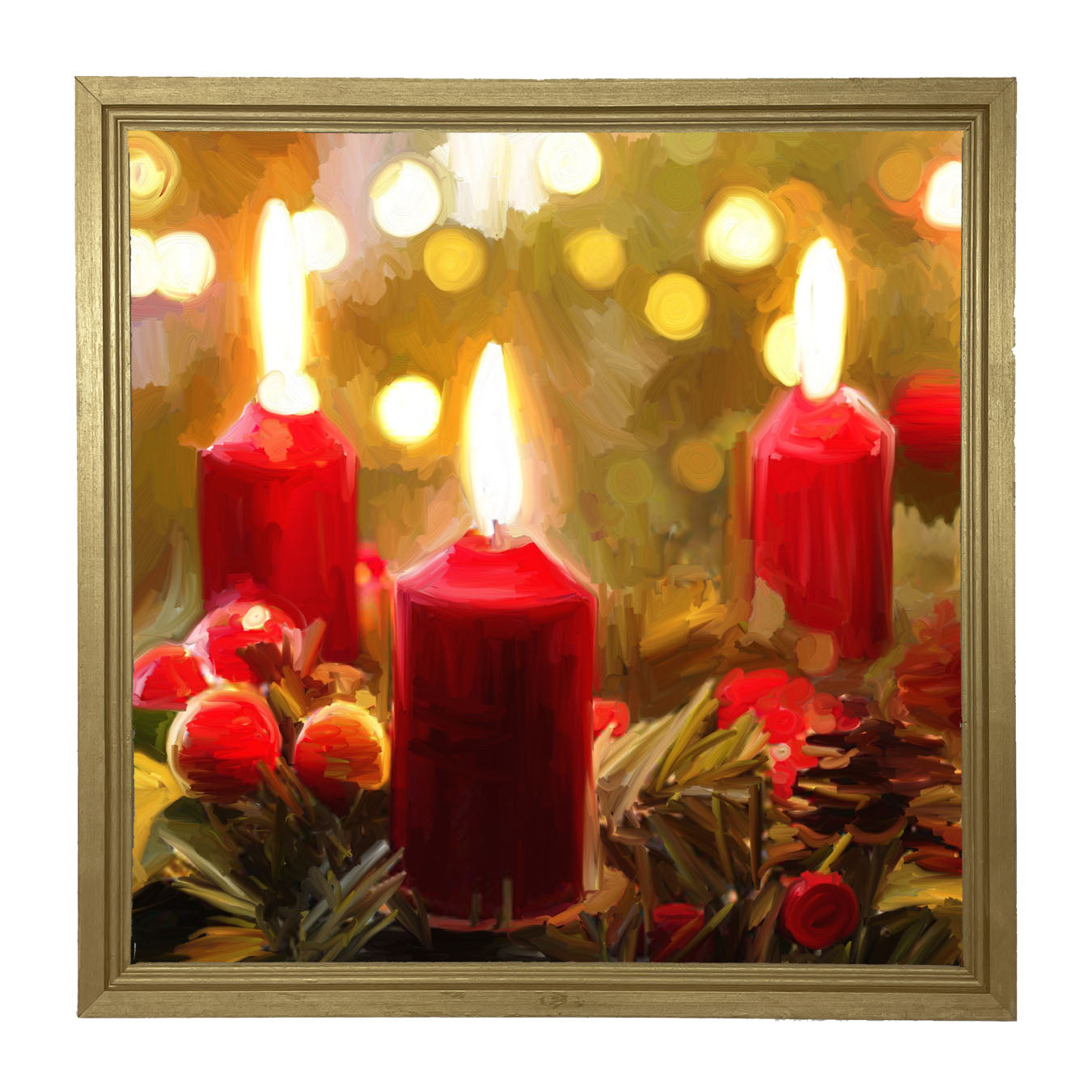 Trio of Christmas Candles - Framed art