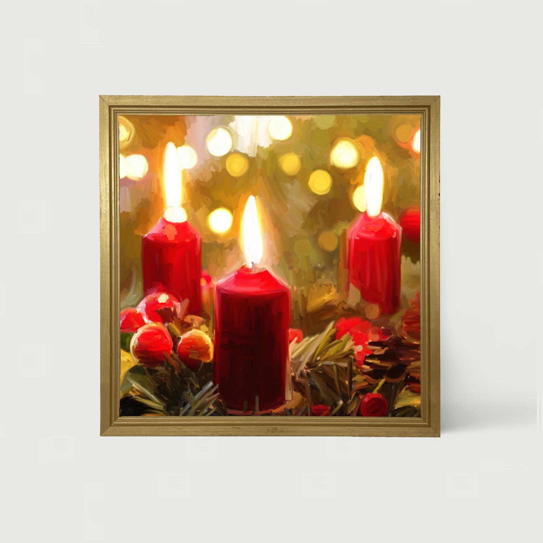 Trio of Christmas Candles - Framed art