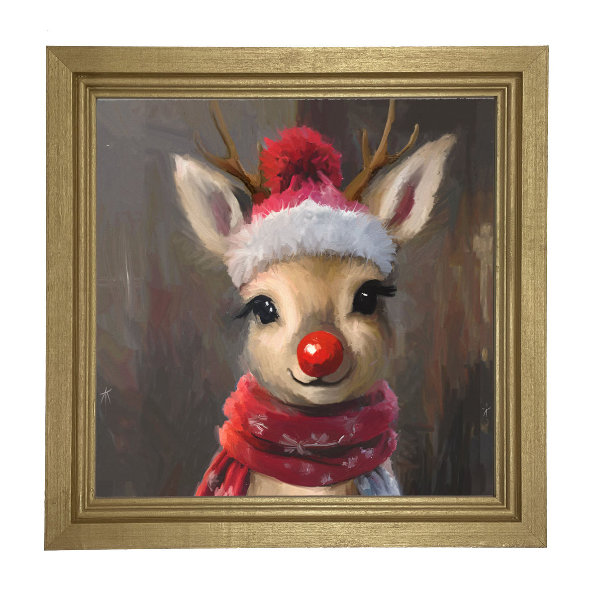 The red nosed reindeer in winter - Framed Art