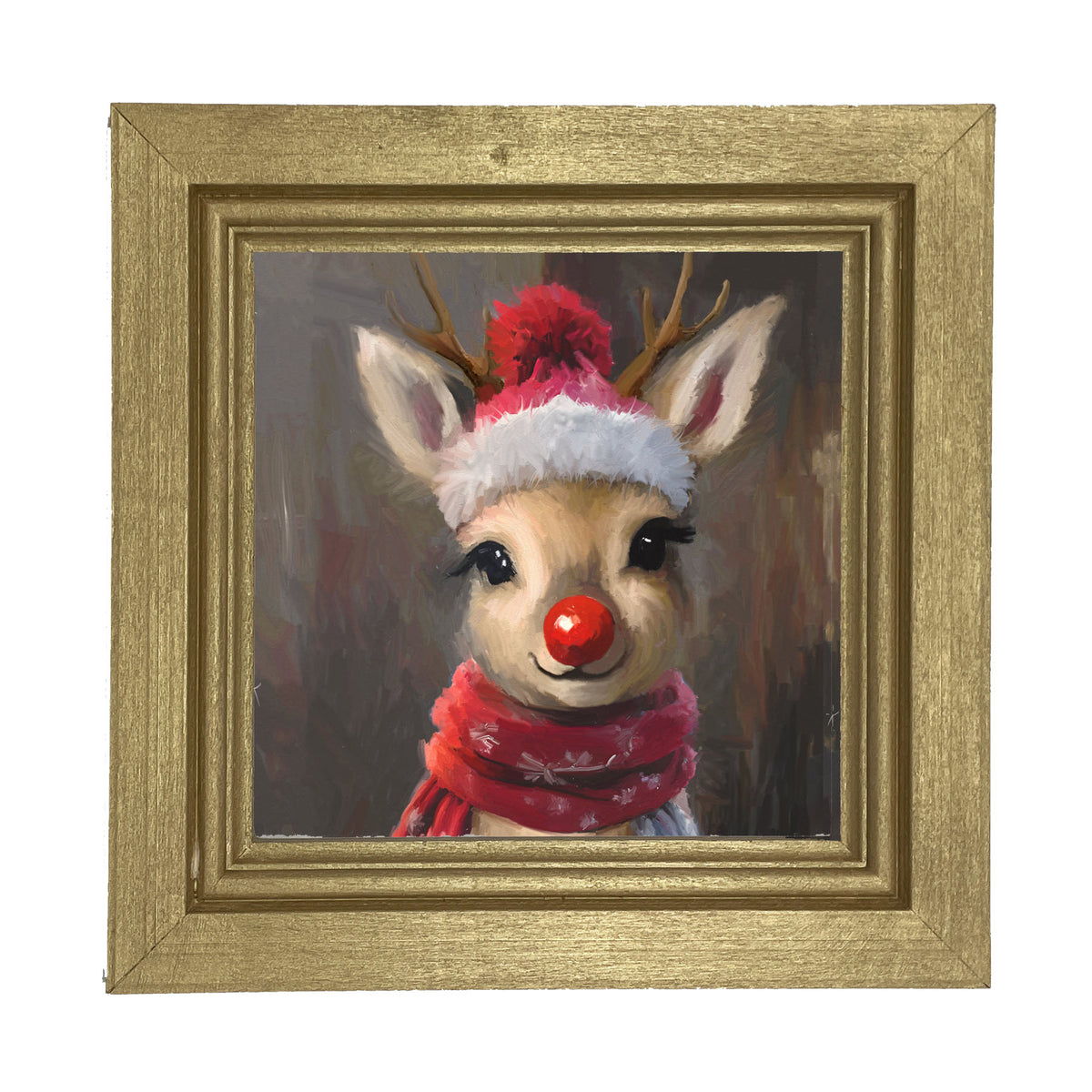 The red nosed reindeer in winter - Framed Art