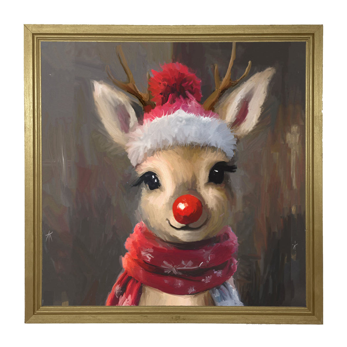 The red nosed reindeer in winter - Framed Art