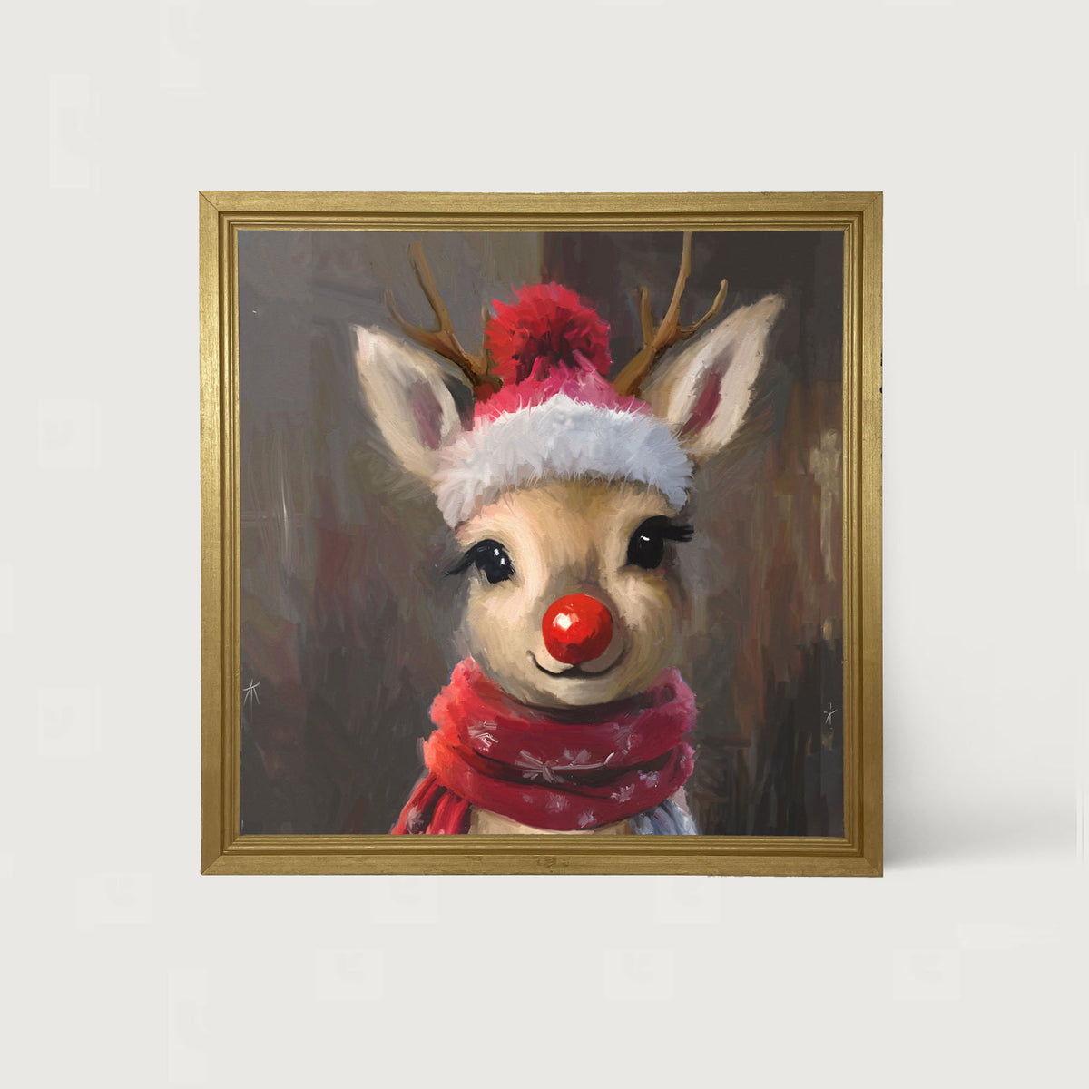 The red nosed reindeer in winter - Framed Art