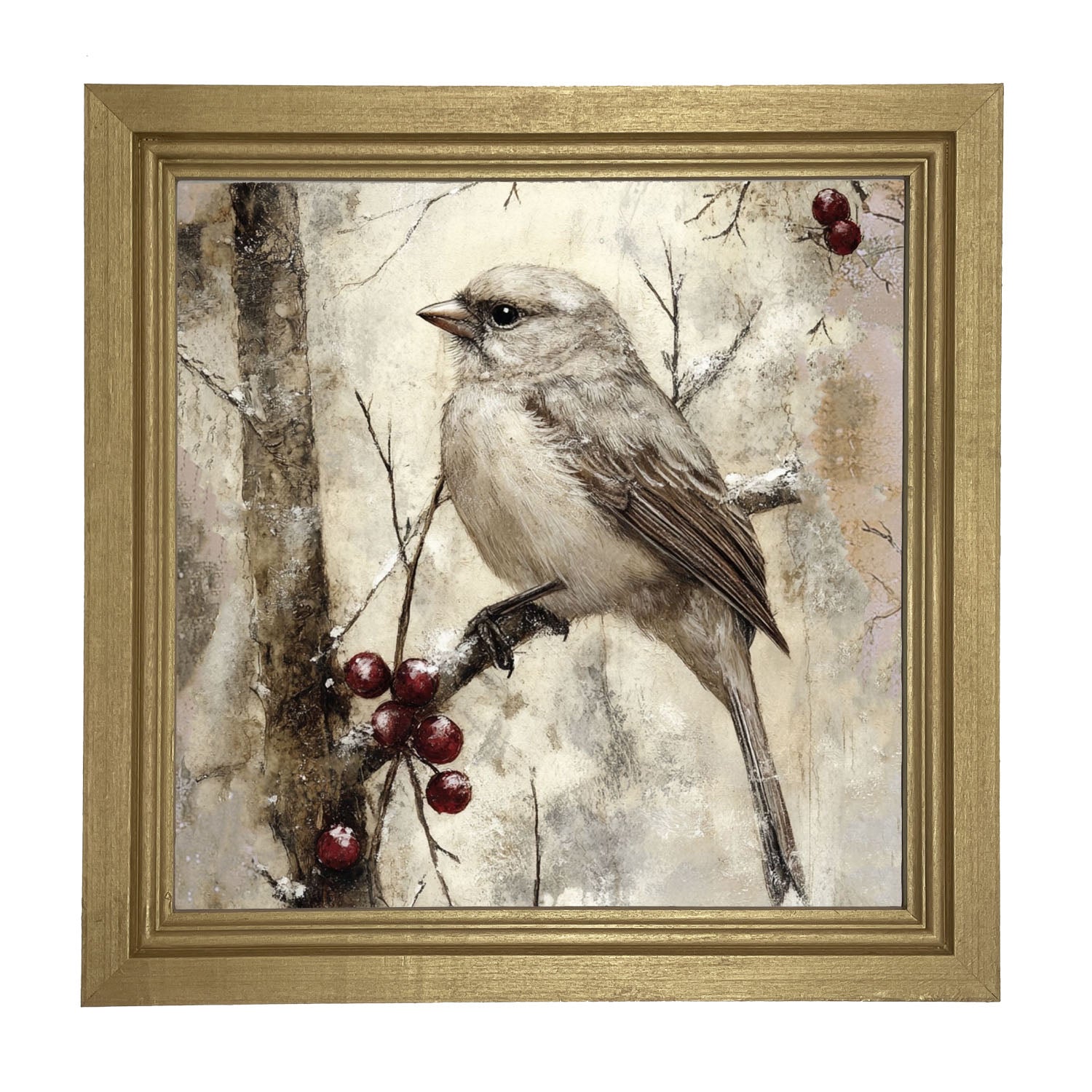 Bird with Berries - Framed Art