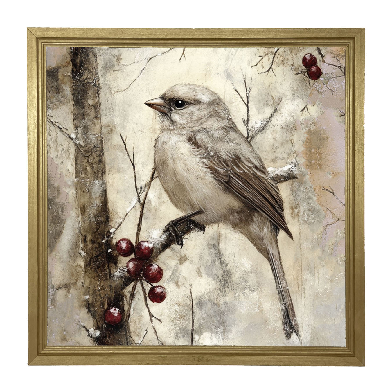Bird with Berries - Framed Art