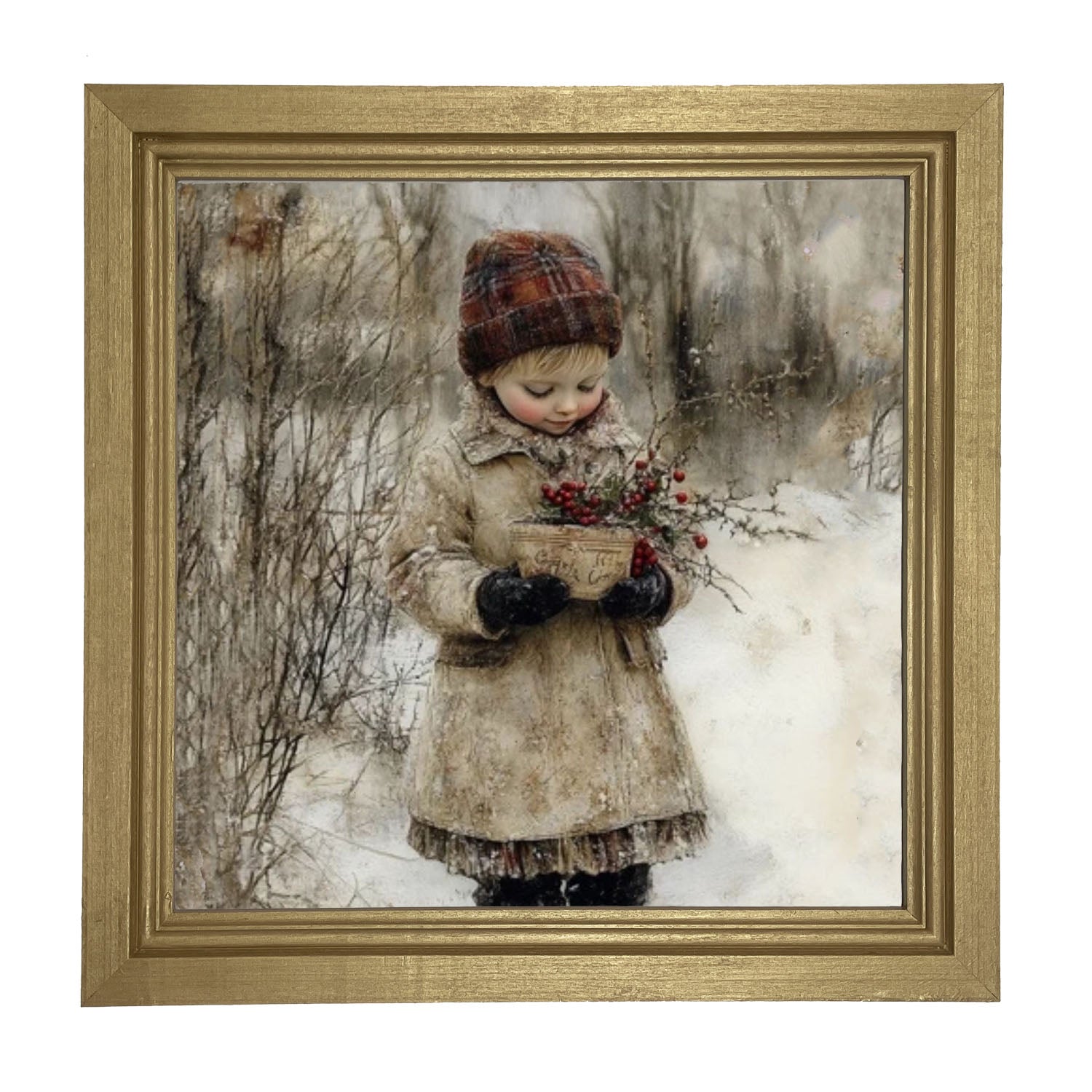 Girl with Red Berries - Framed Art
