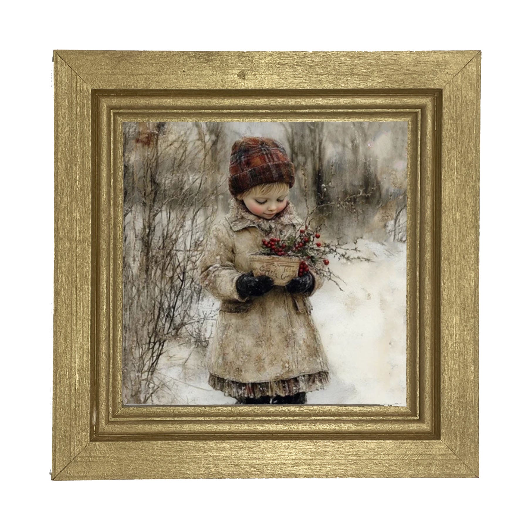 Girl with Red Berries - Framed Art