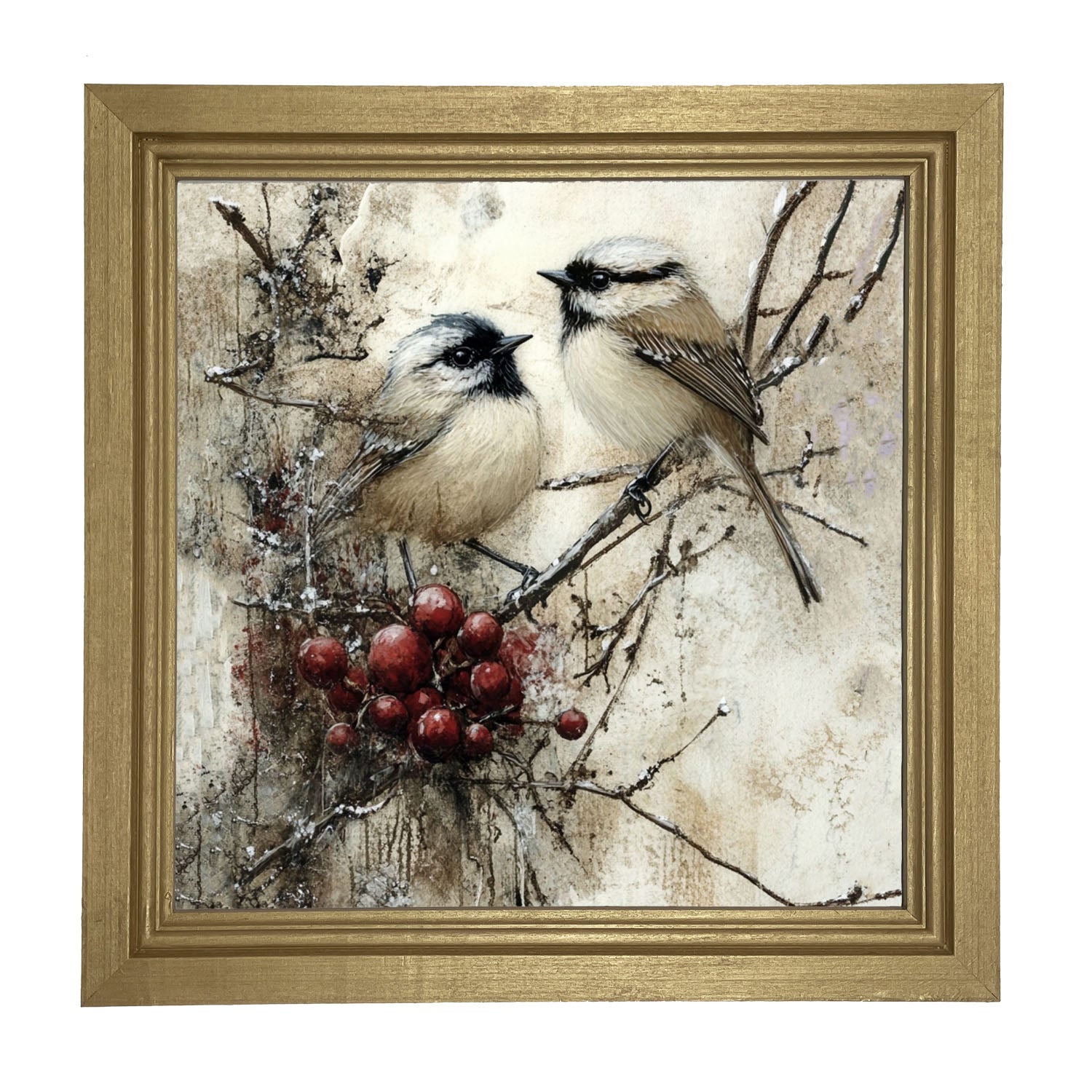 Two Birds with Berries - Framed Art