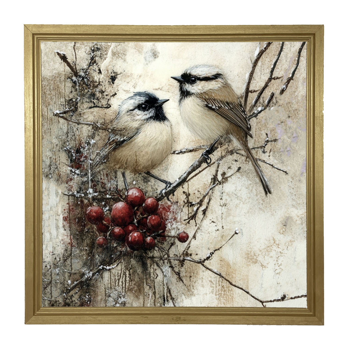 Two Birds with Berries - Framed Art