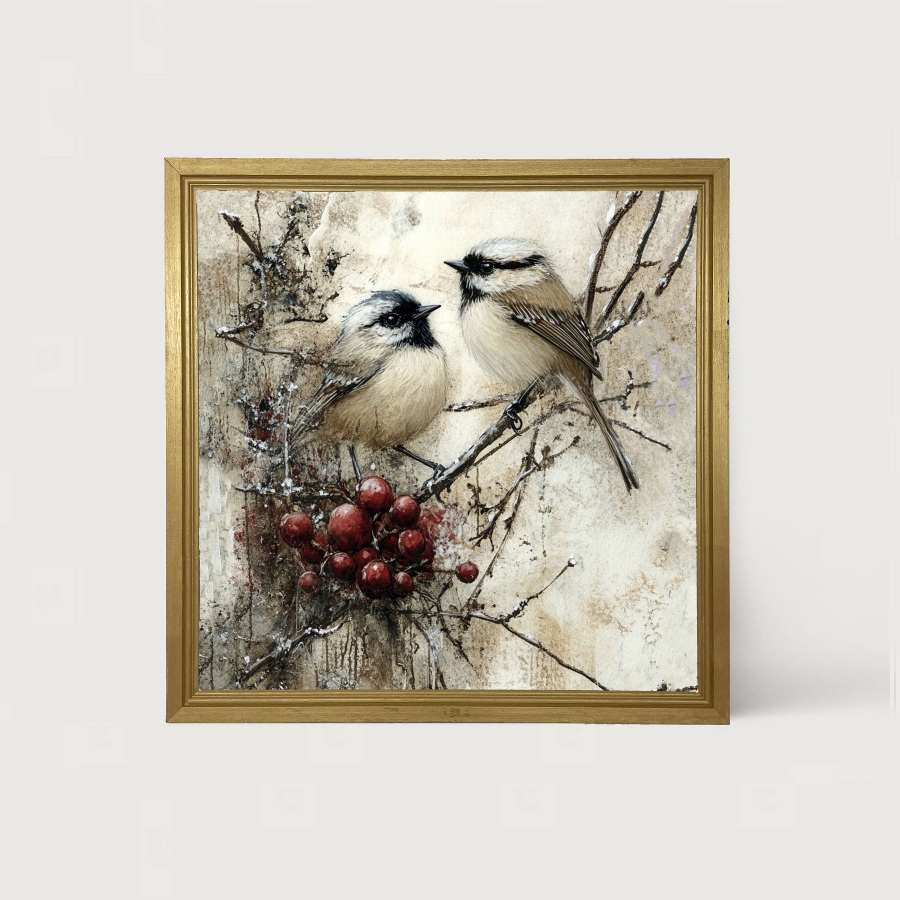 Two Birds with Berries - Framed Art