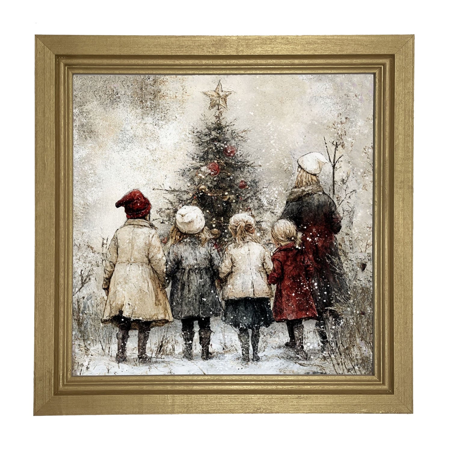 Children at Christmas Time - Framed Art