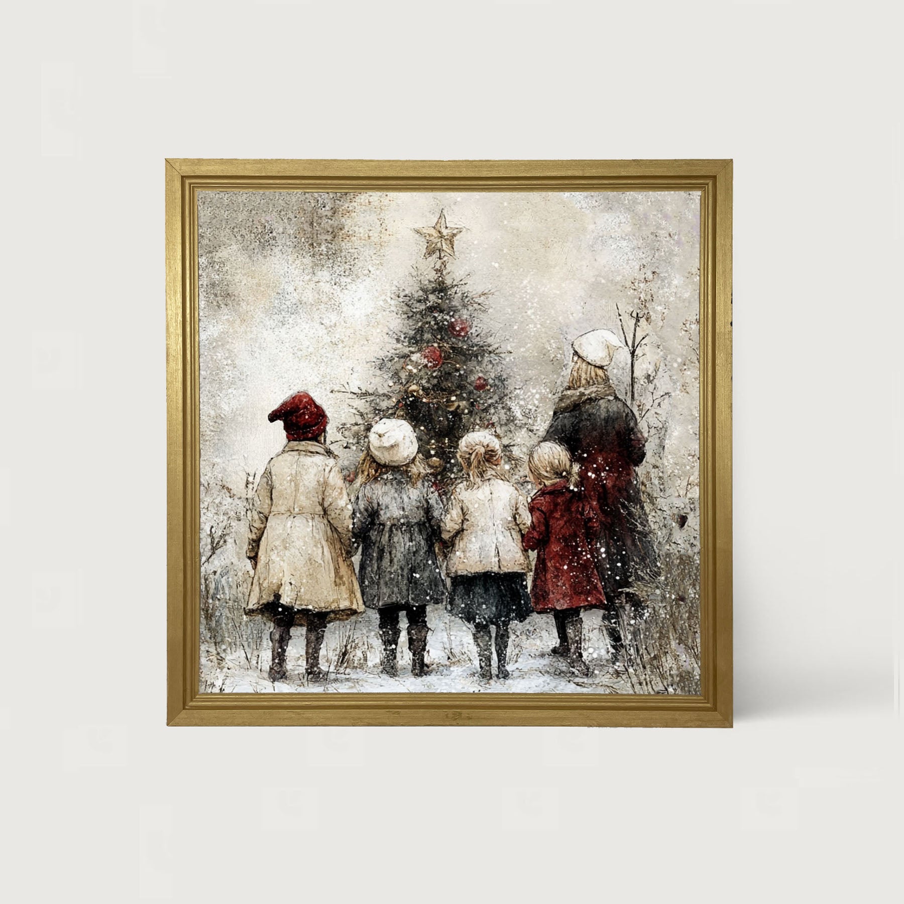 Children at Christmas Time - Framed Art