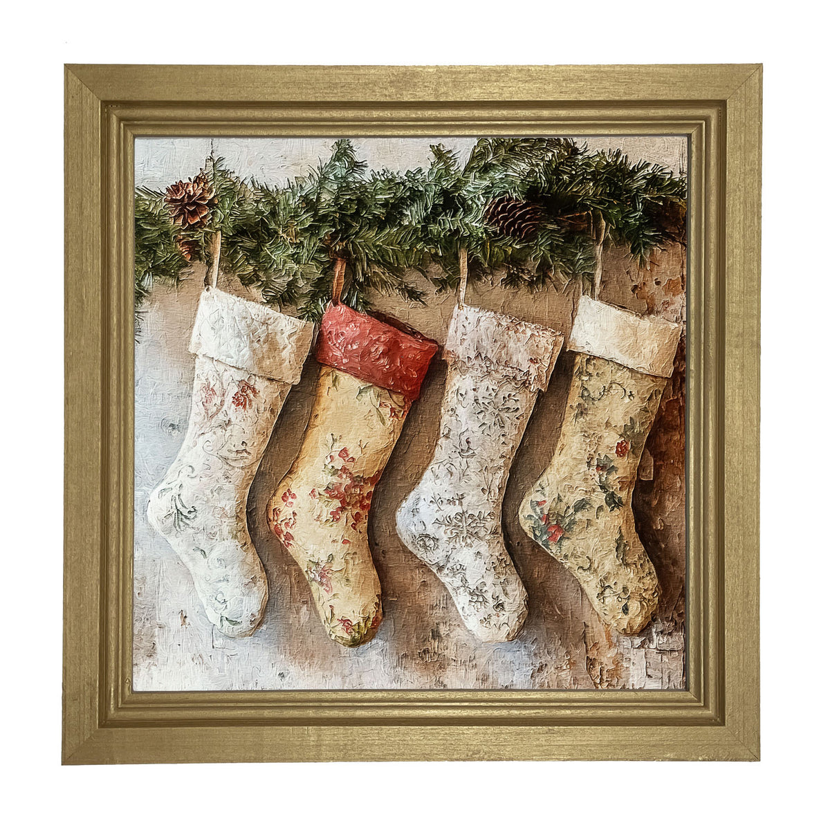 Stockings with Pinecones - Framed art