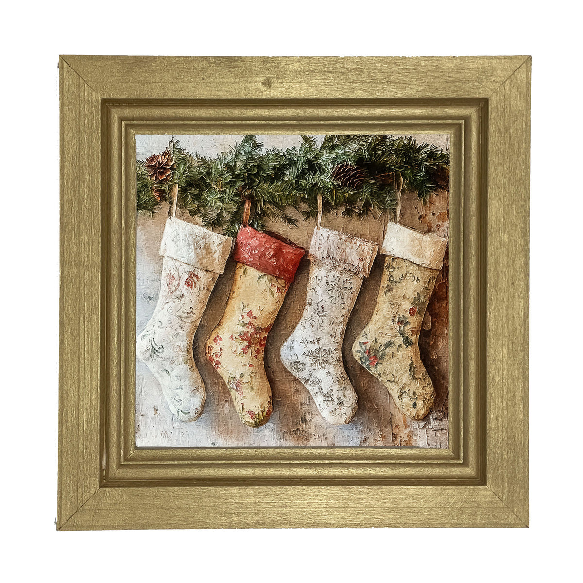 Stockings with Pinecones - Framed art