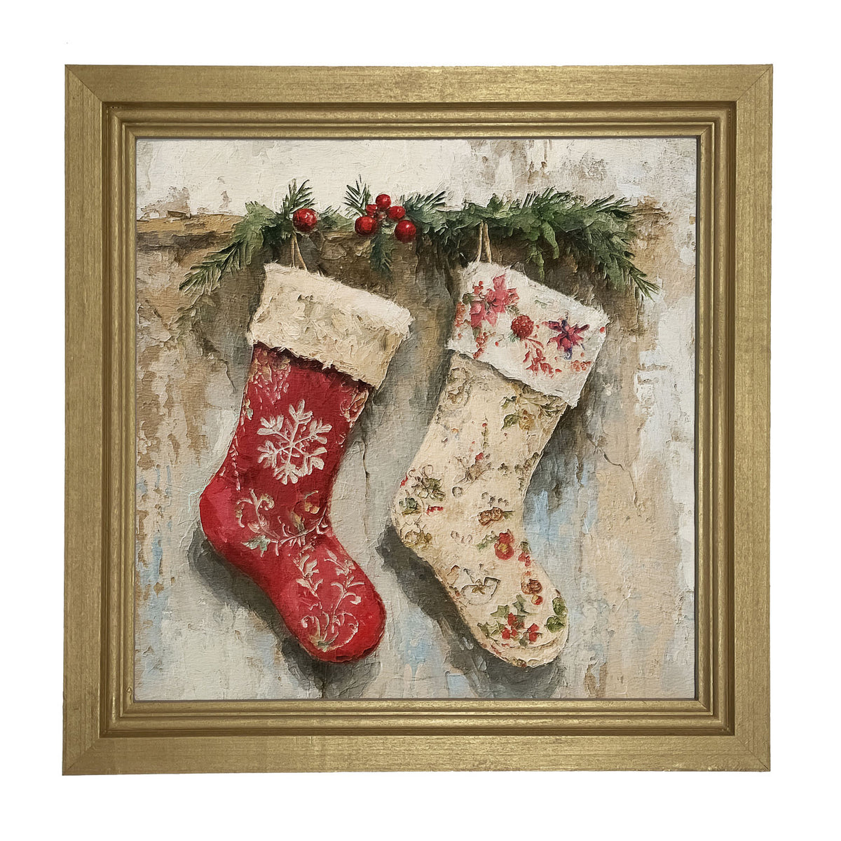 Red and White Stockings - Framed art