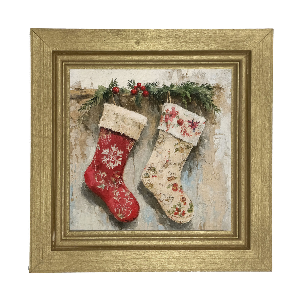 Red and White Stockings - Framed art