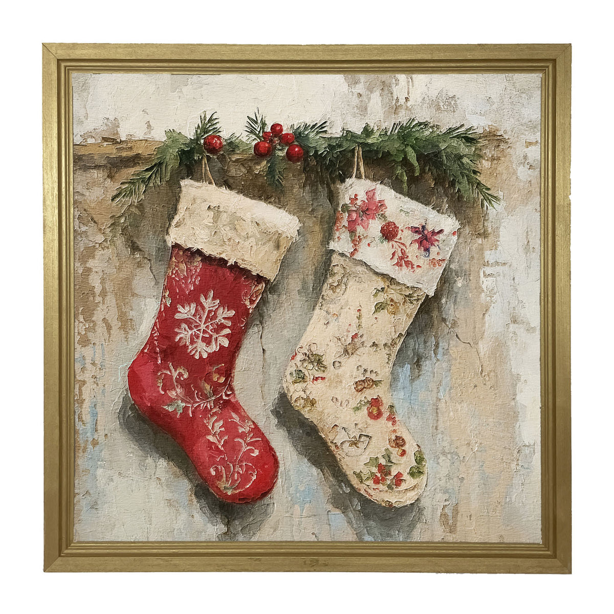 Red and White Stockings - Framed art