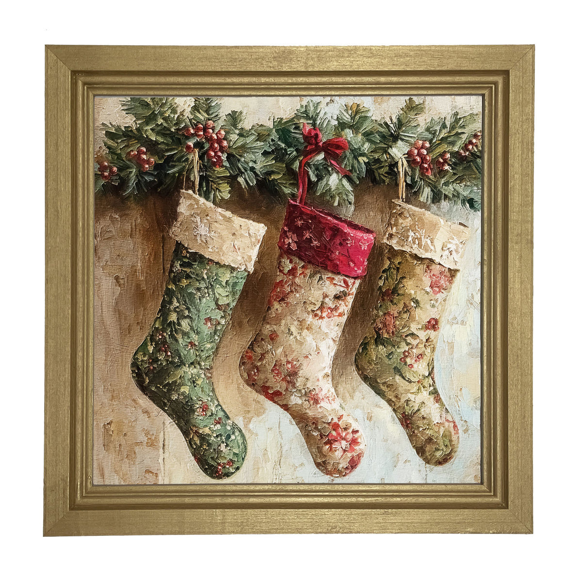 Stockings with Berries - Framed art