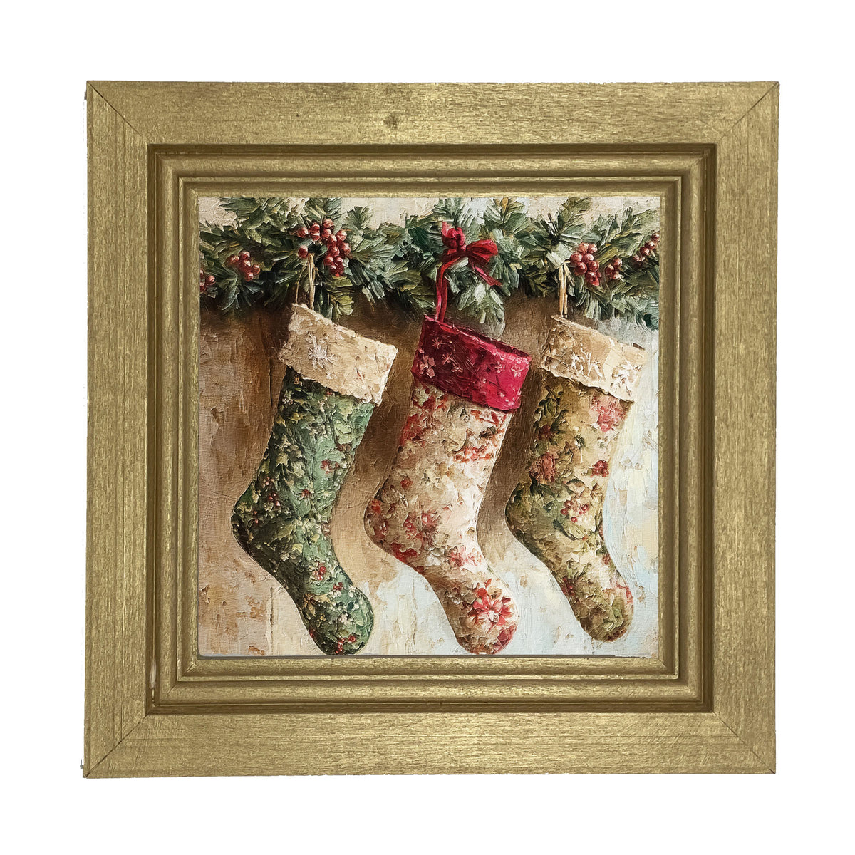 Stockings with Berries - Framed art