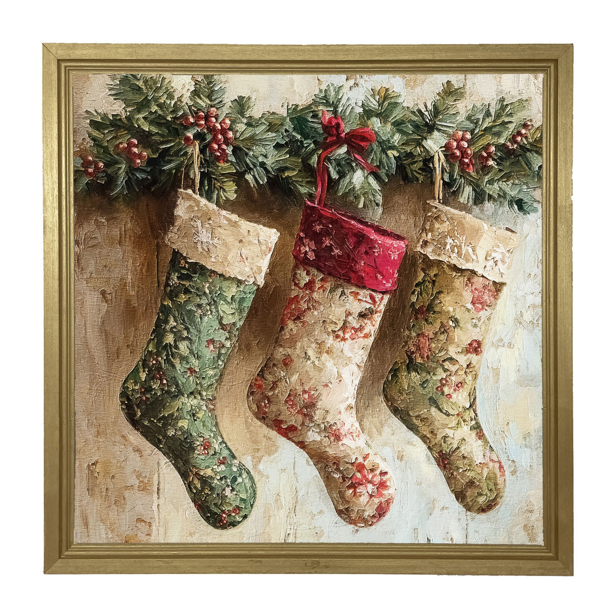 Stockings with Berries - Framed art