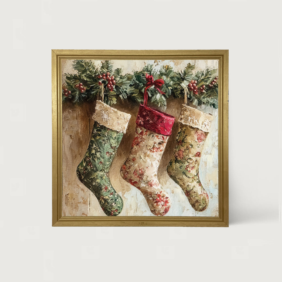Stockings with Berries - Framed art