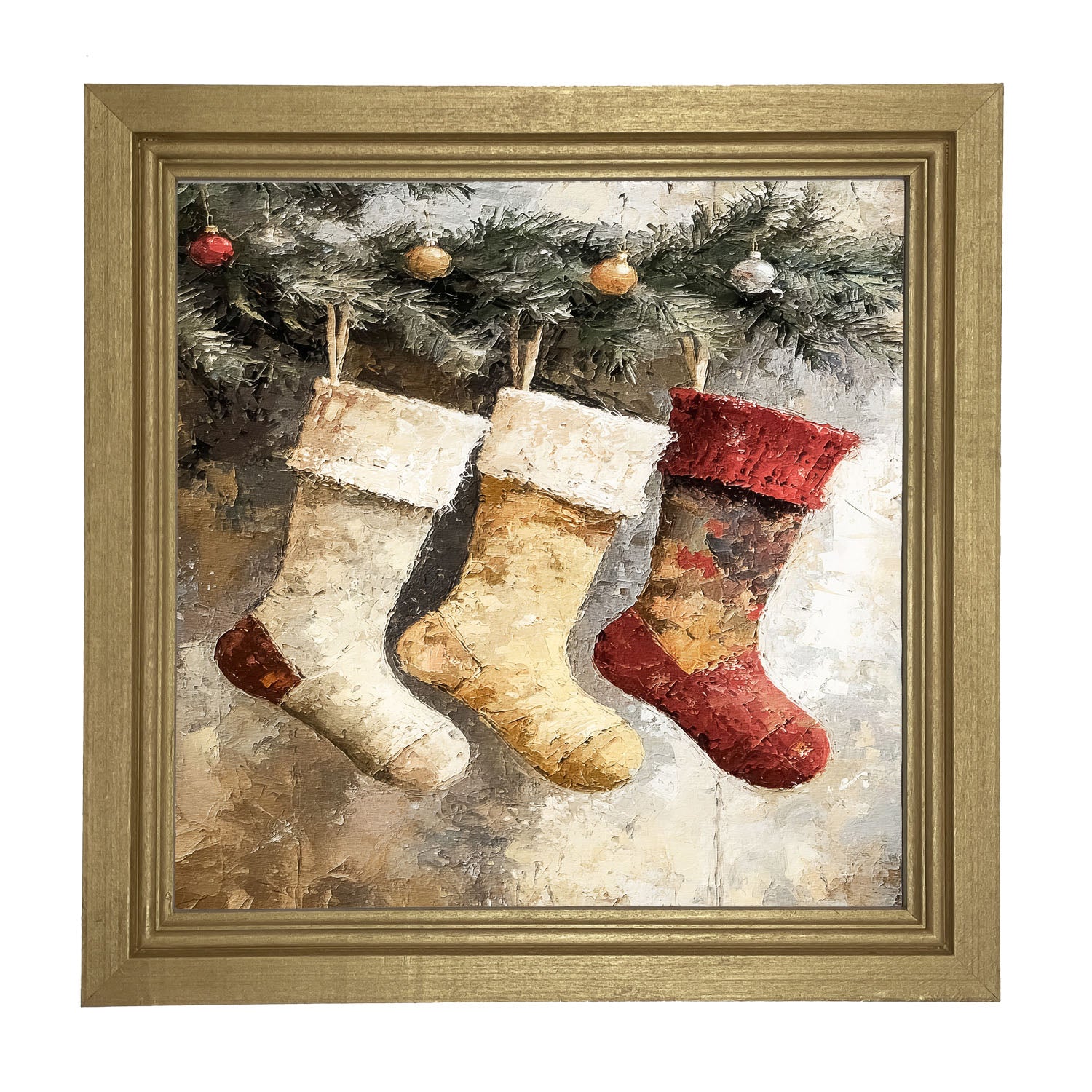 Stockings with Ornaments - Framed art