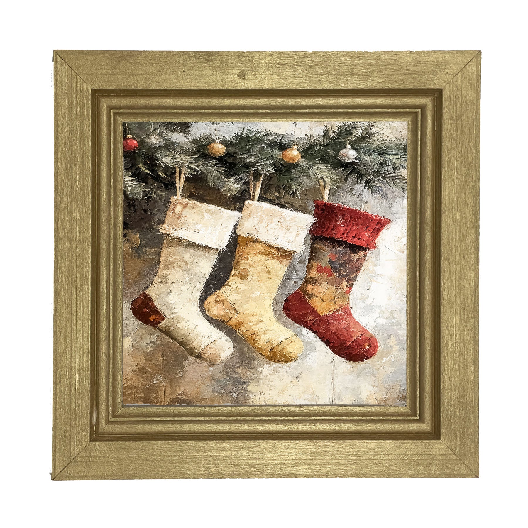 Stockings with Ornaments - Framed art