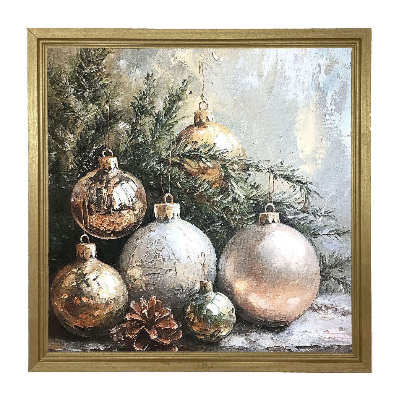 Silver and Gold Ornaments - Framed Art