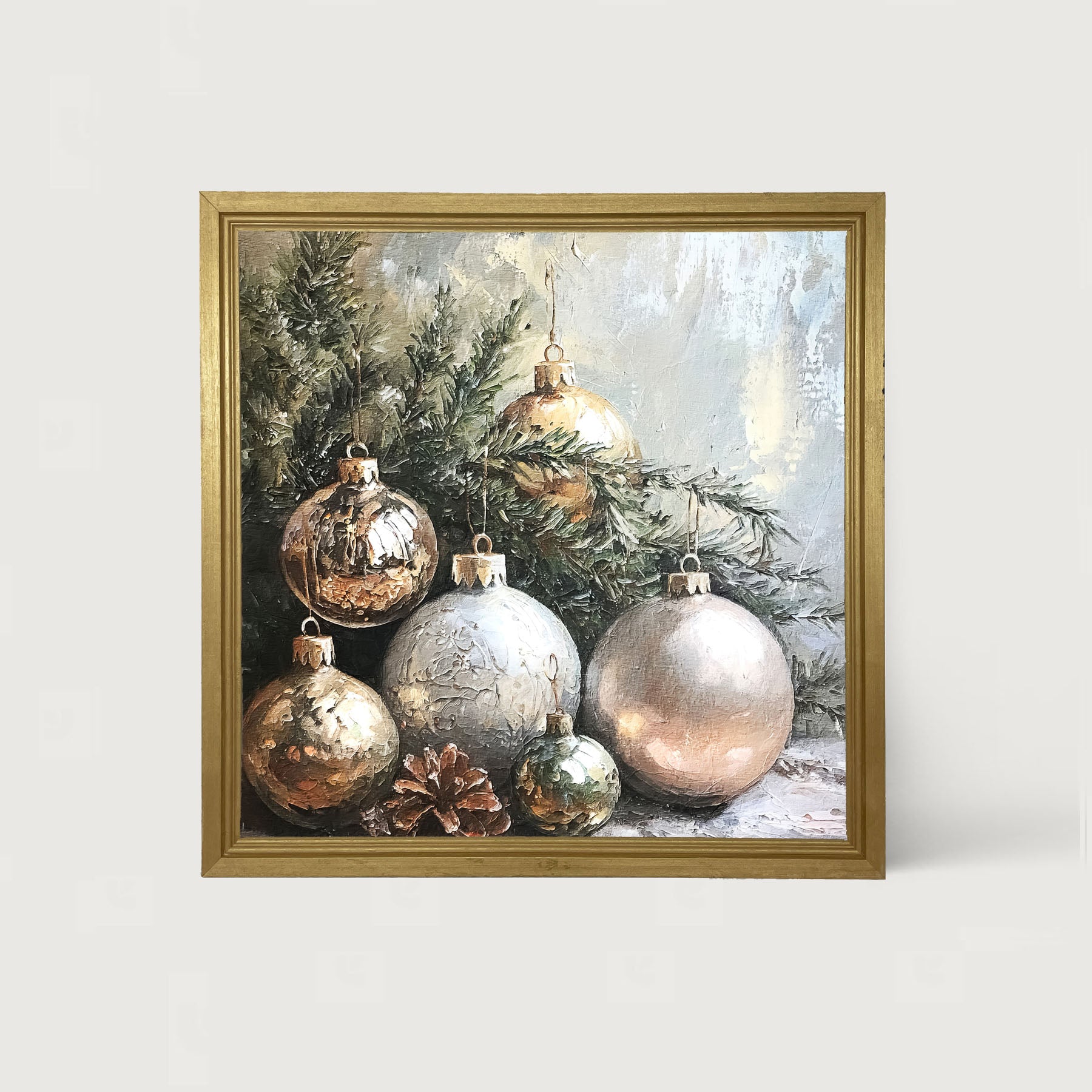 Silver and Gold Ornaments - Framed Art