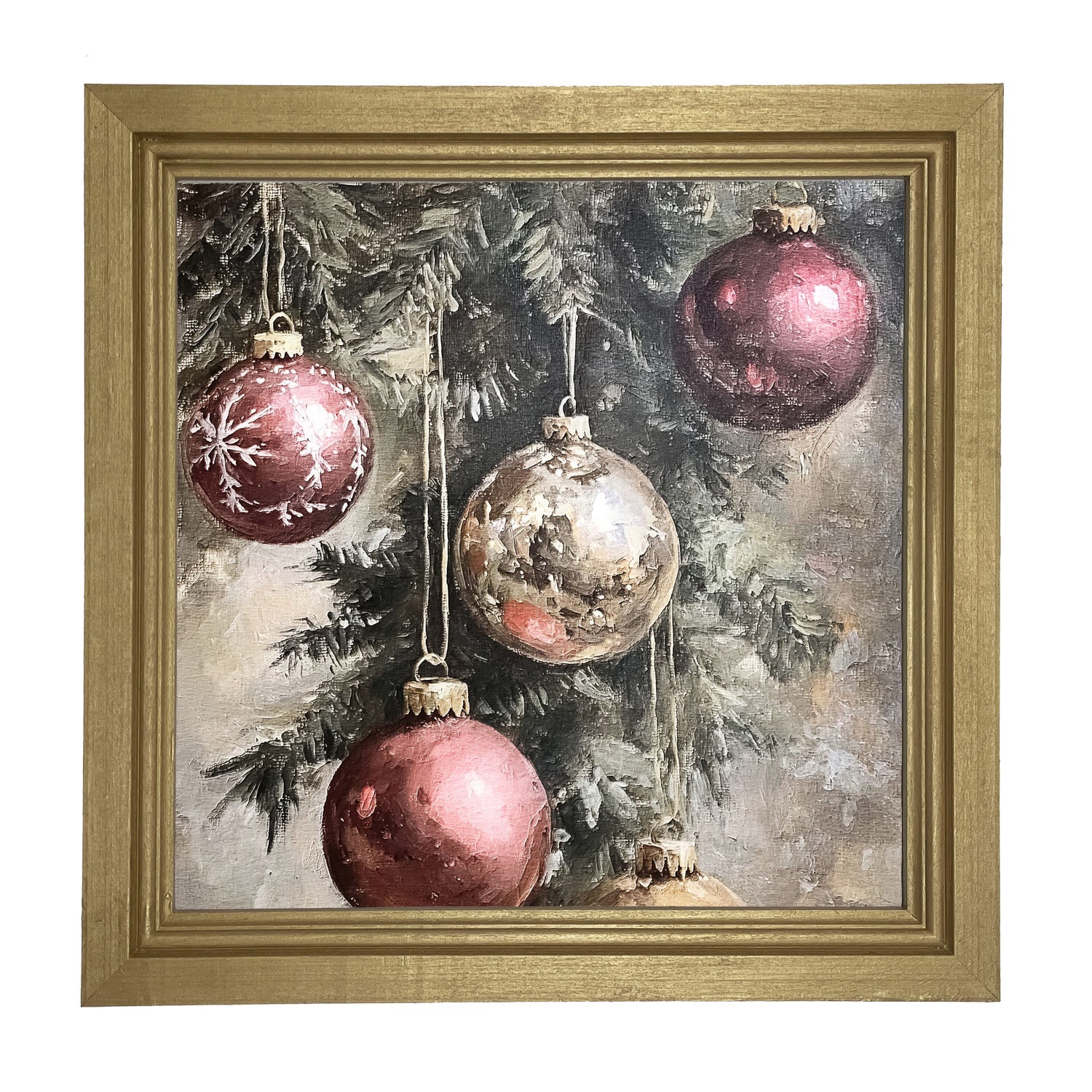 Ornaments on a Pine Branch - Framed art