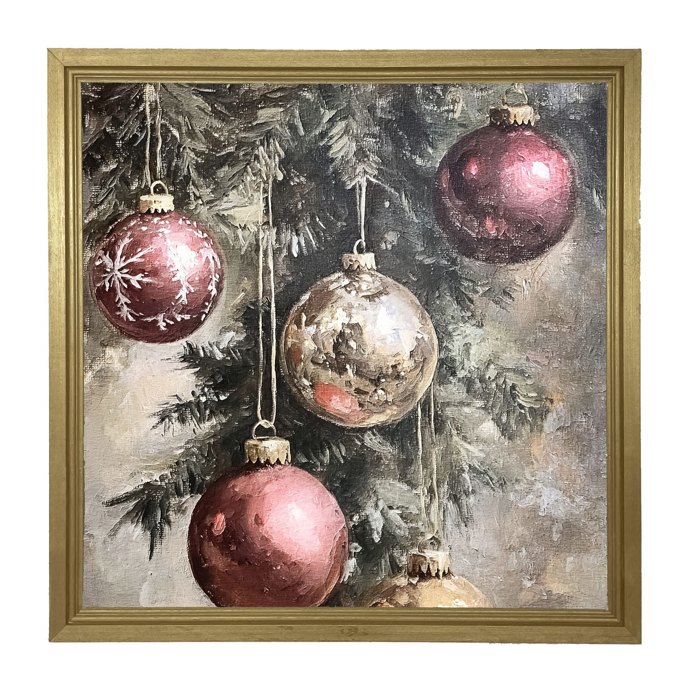 Ornaments on a Pine Branch - Framed art