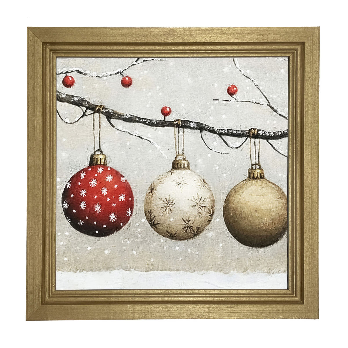 Snowy Ornaments - Framed Art
