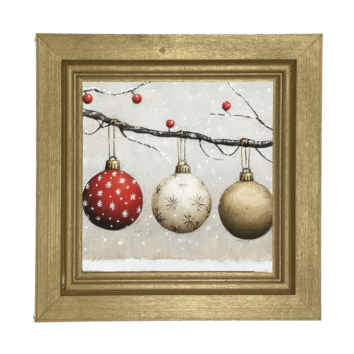 Snowy Ornaments - Framed Art