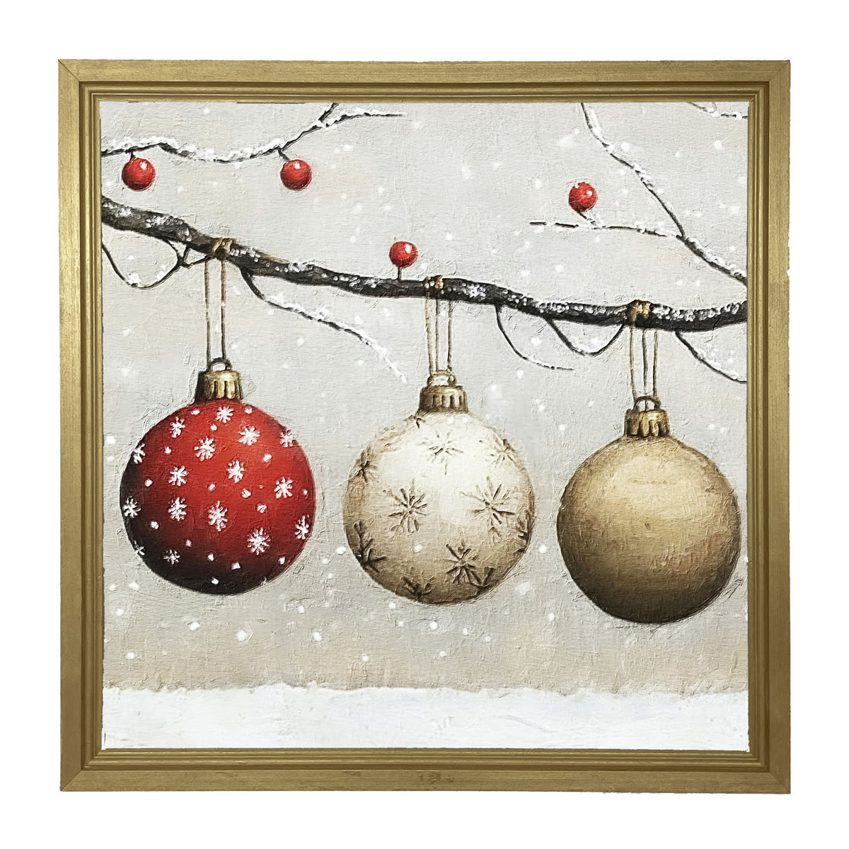 Snowy Ornaments - Framed Art