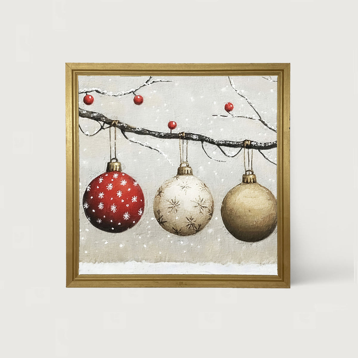 Snowy Ornaments - Framed Art
