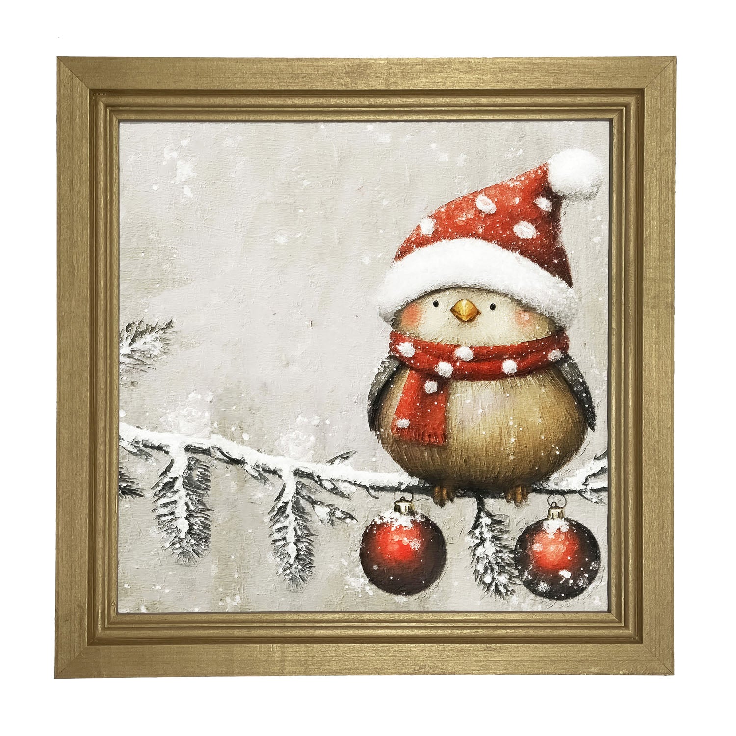 Christmas bird with Ornaments - Framed Art
