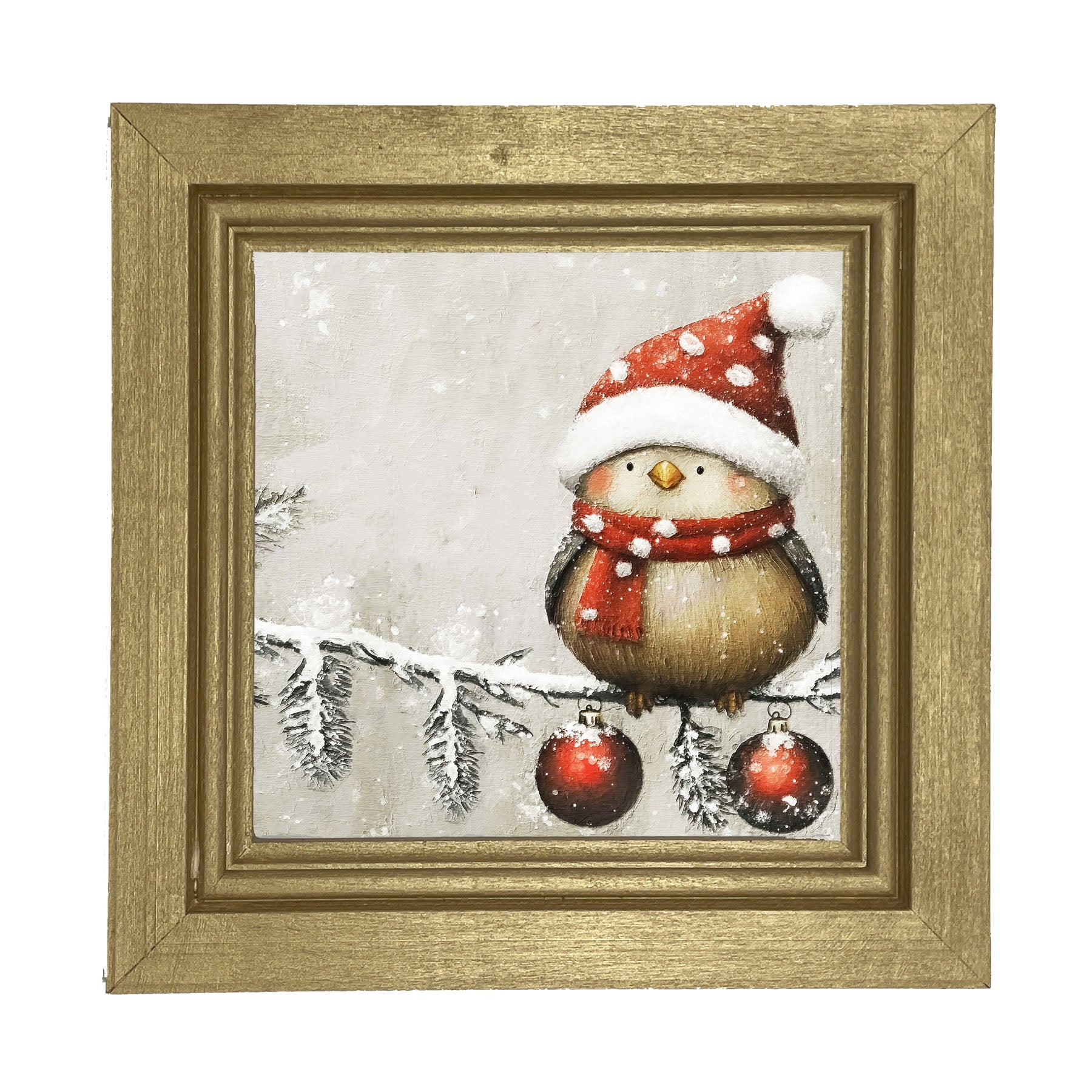 Christmas bird with Ornaments - Framed Art