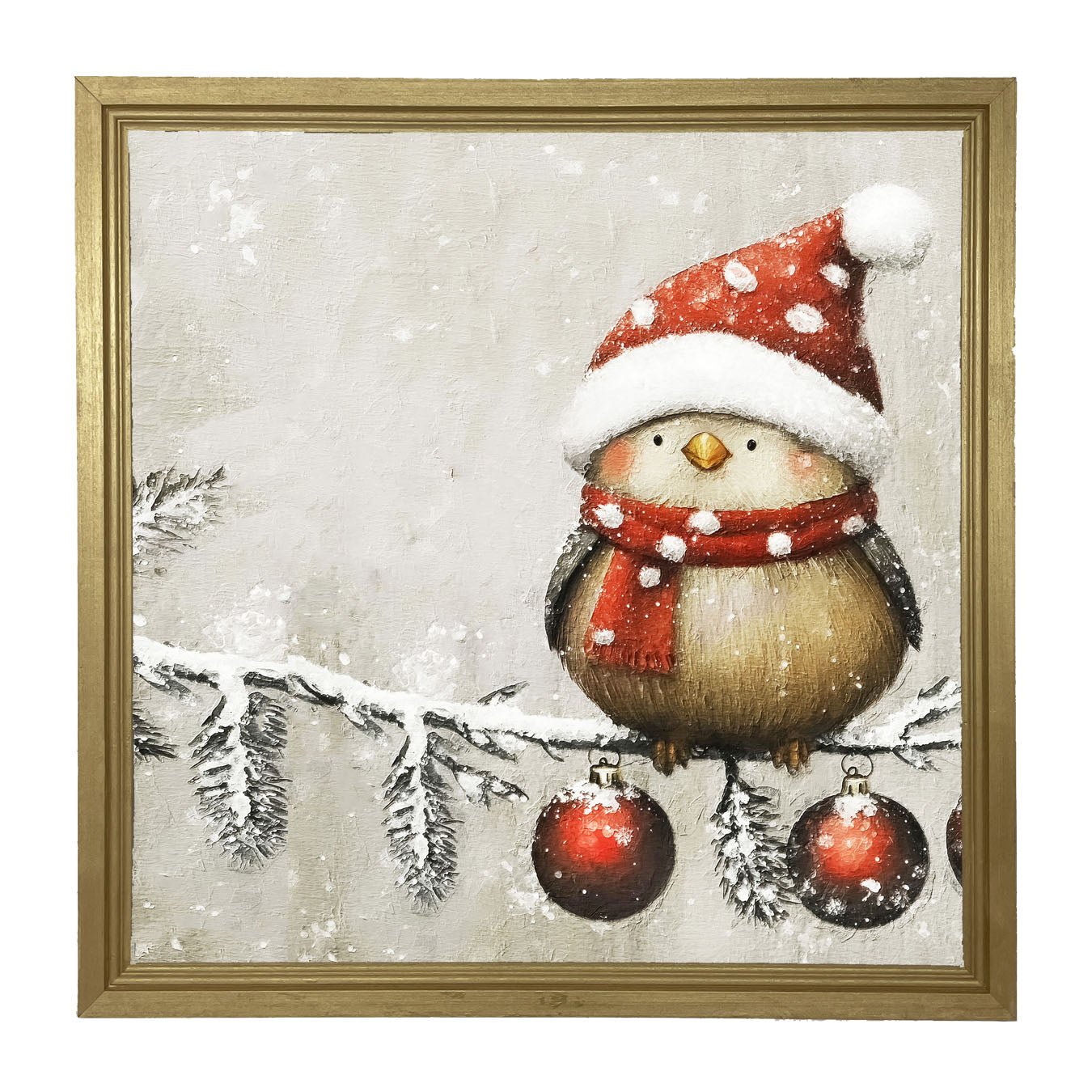 Christmas bird with Ornaments - Framed Art