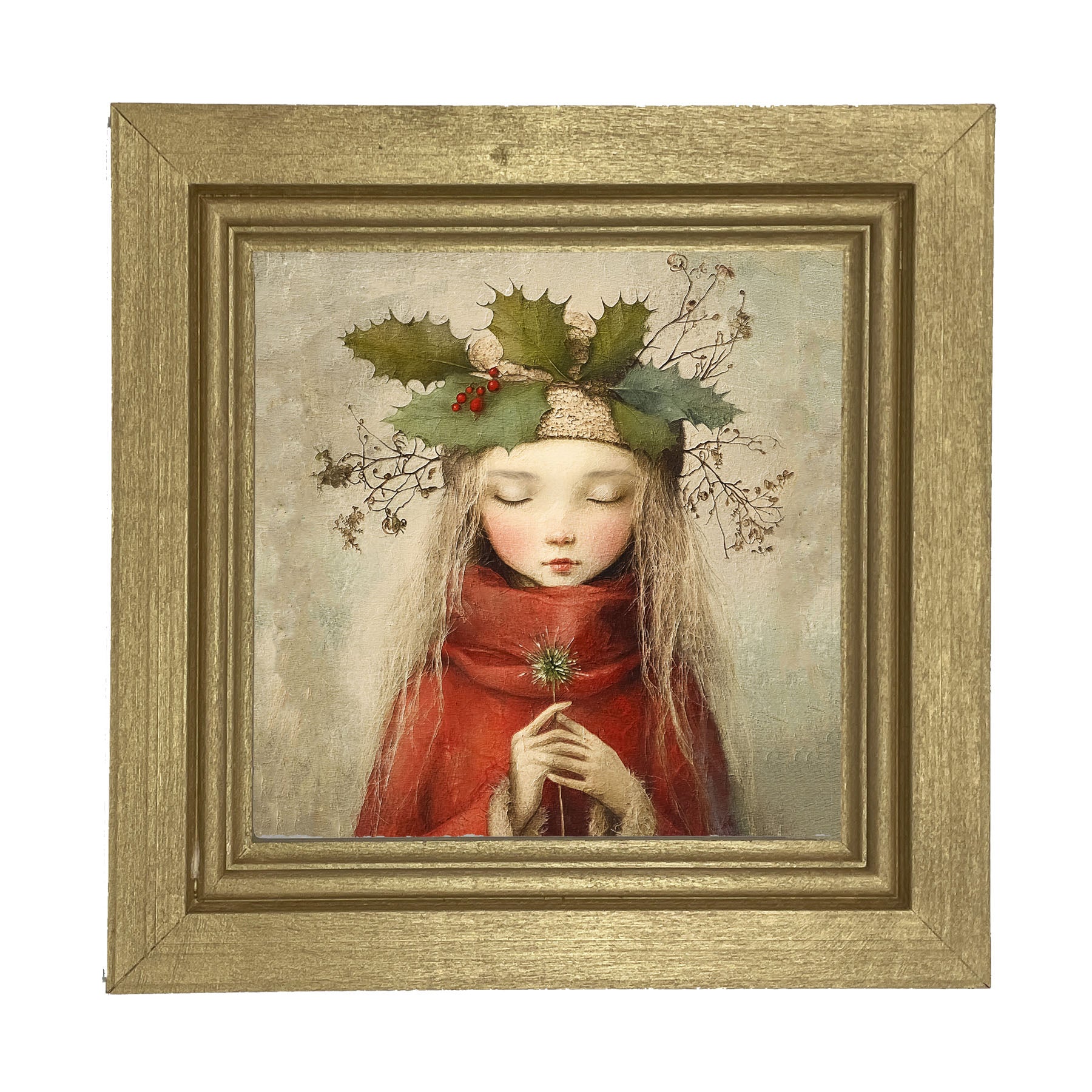 Rustic Christmas girl - Framed Art