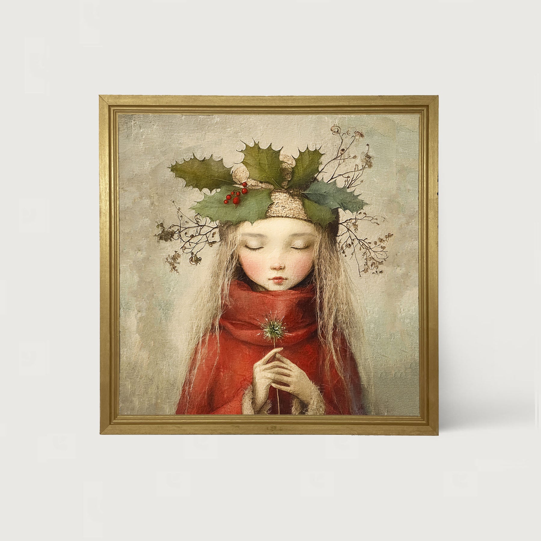 Rustic Christmas girl - Framed Art