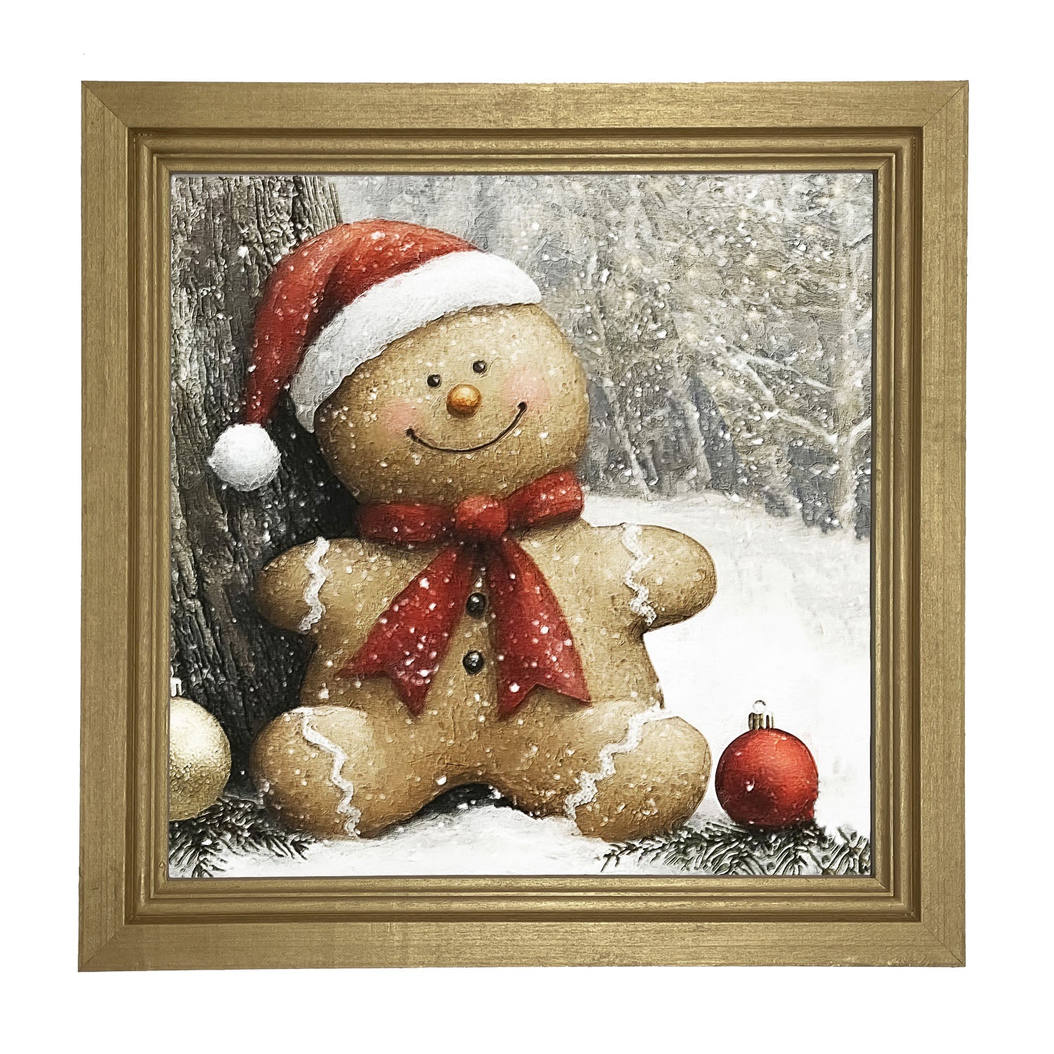 Snowy Gingerbread Man - Framed Art