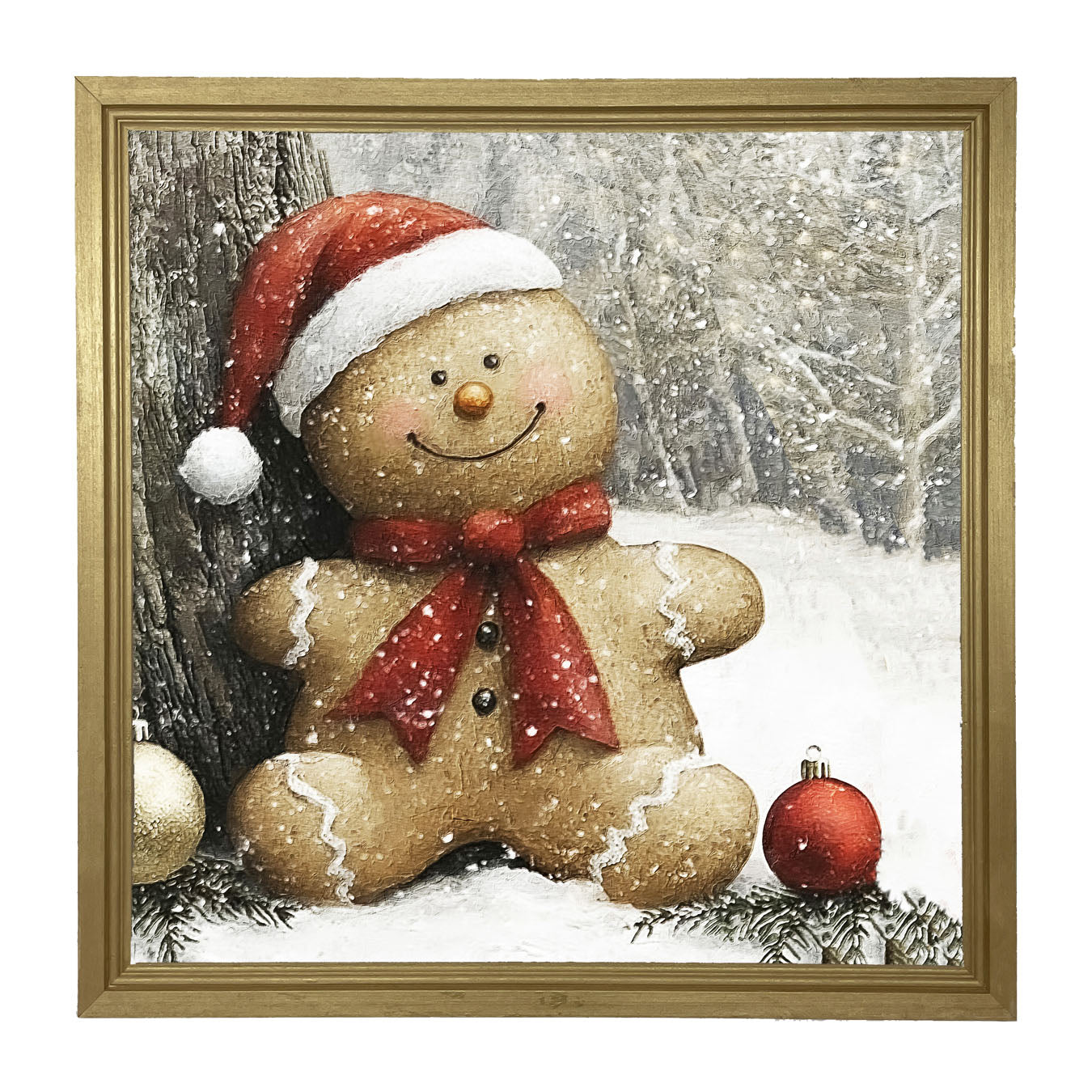 Snowy Gingerbread Man - Framed Art
