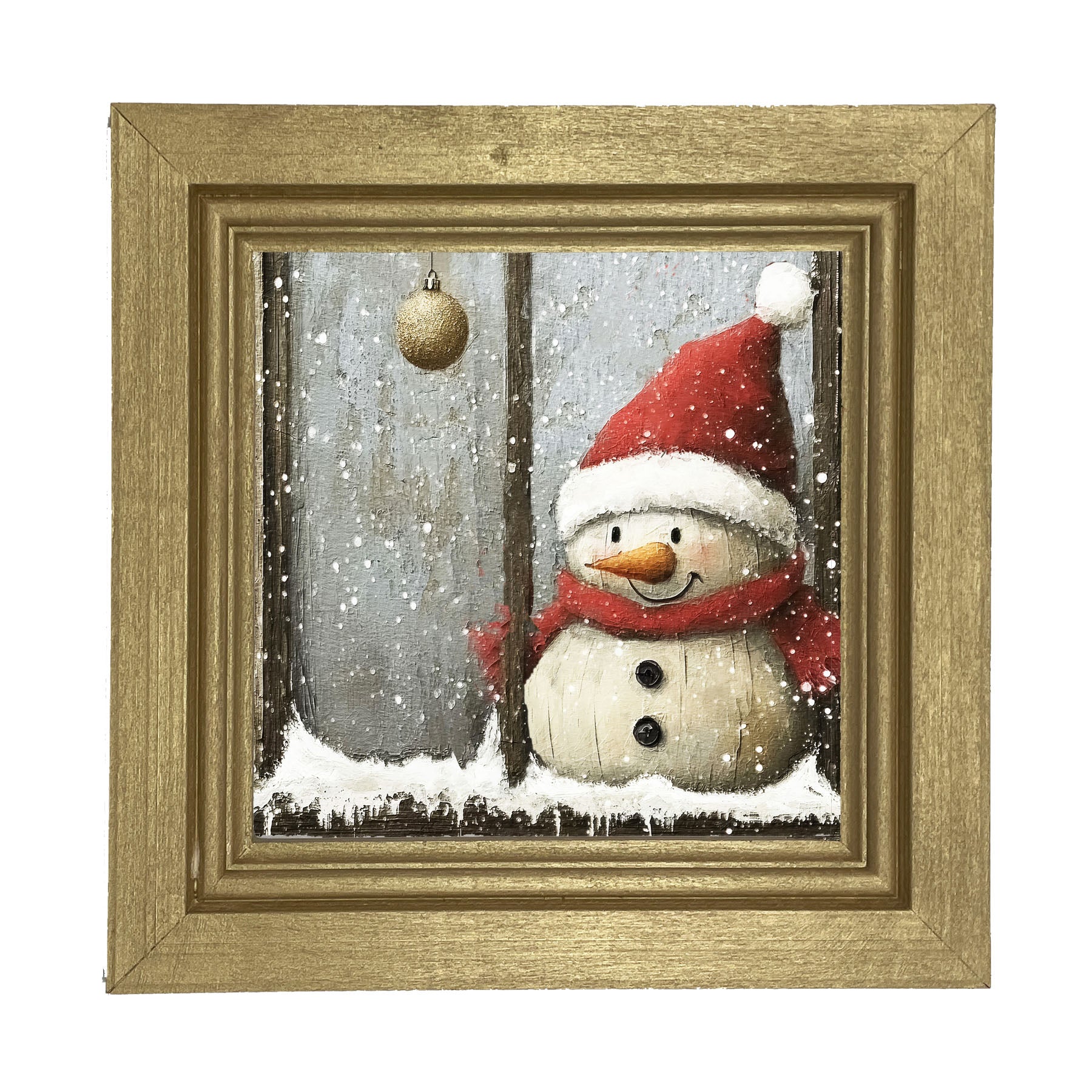 Snowman with Ornaments - Framed Art