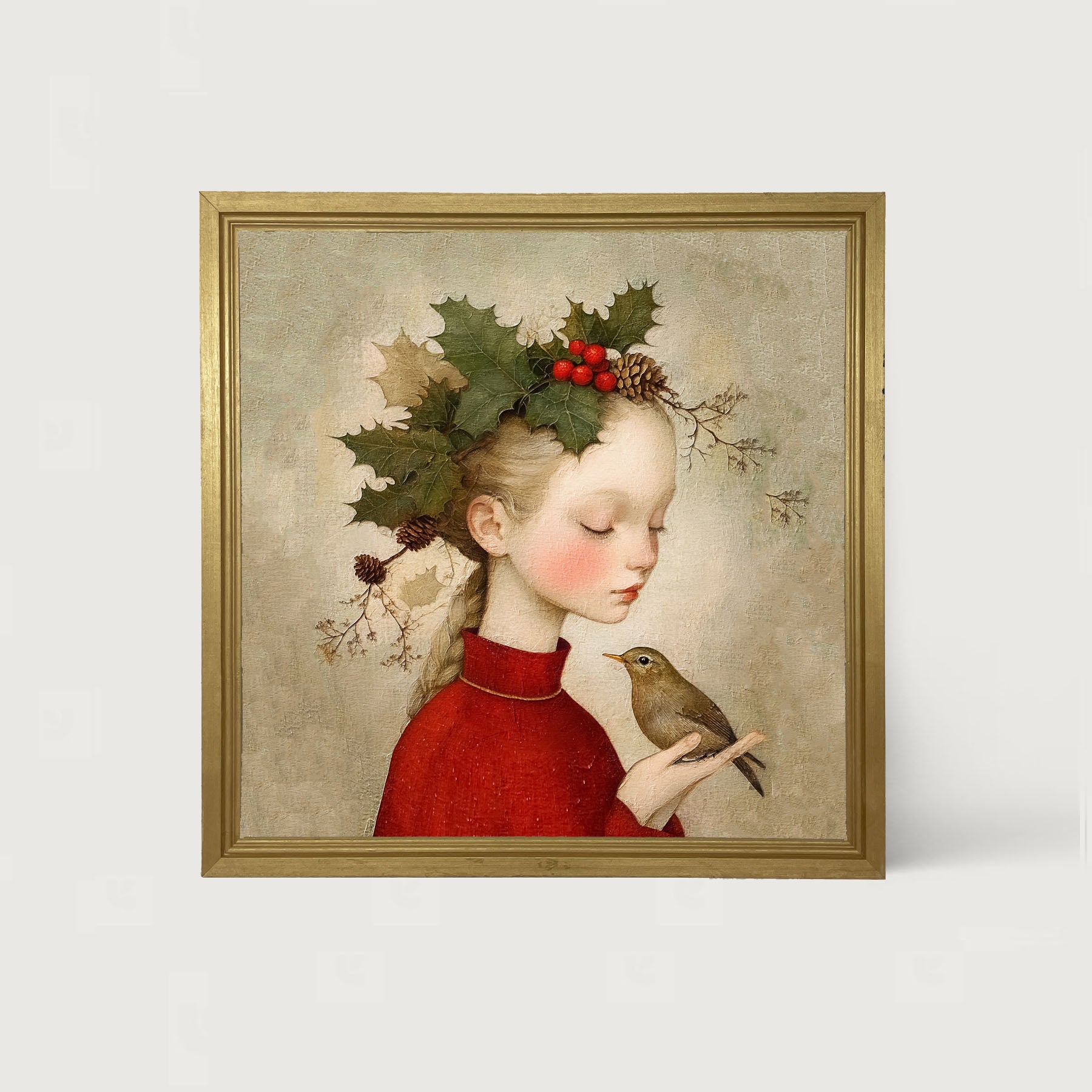 Girl with Holly and Bird