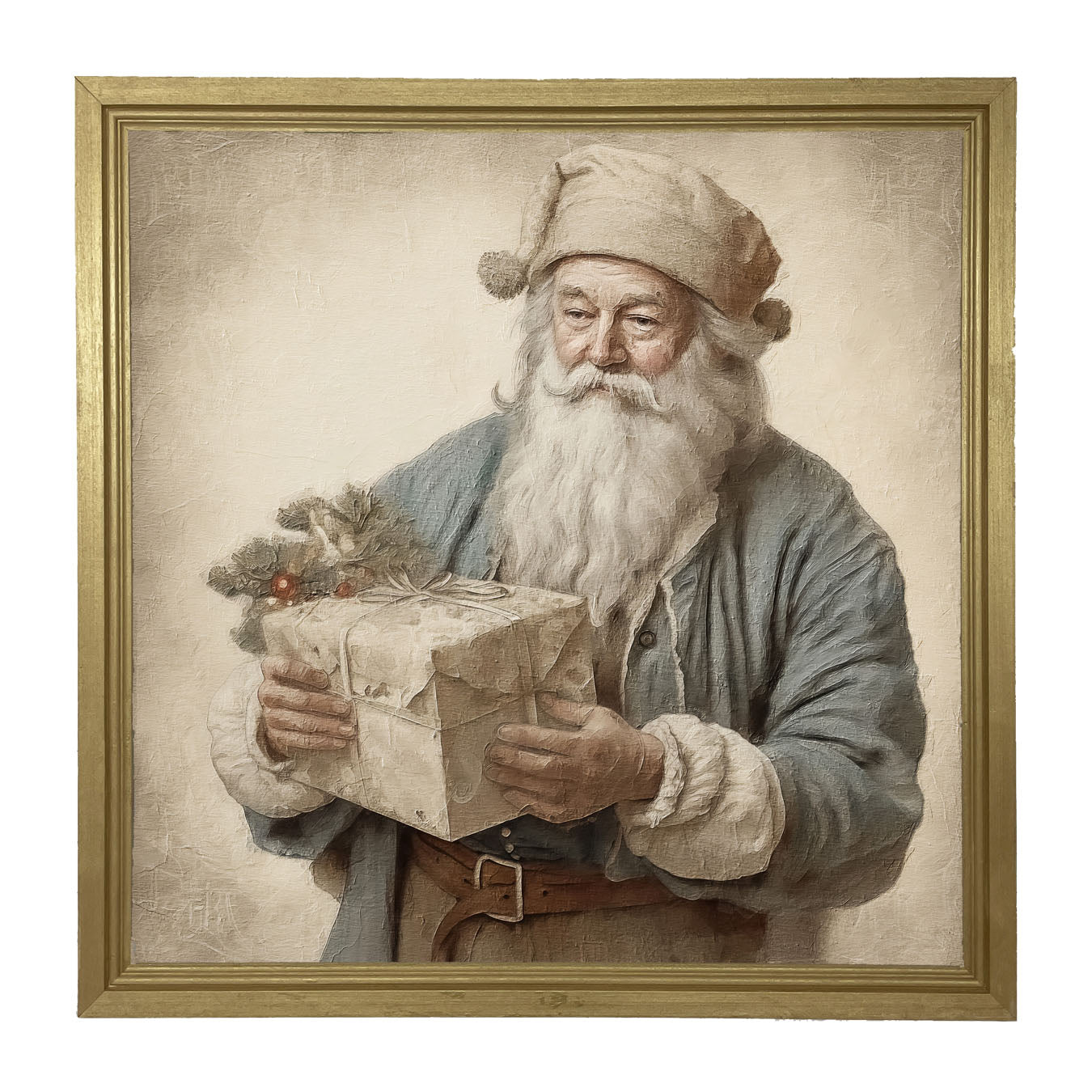 Santa handing out a present - Framed art