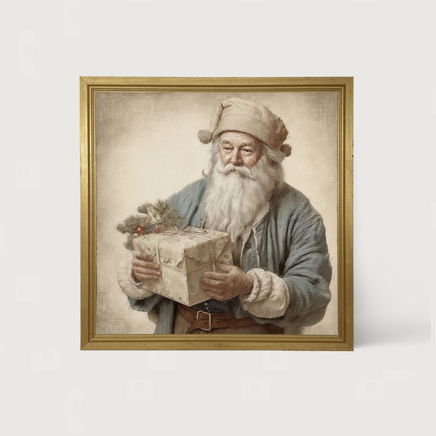 Santa handing out a present