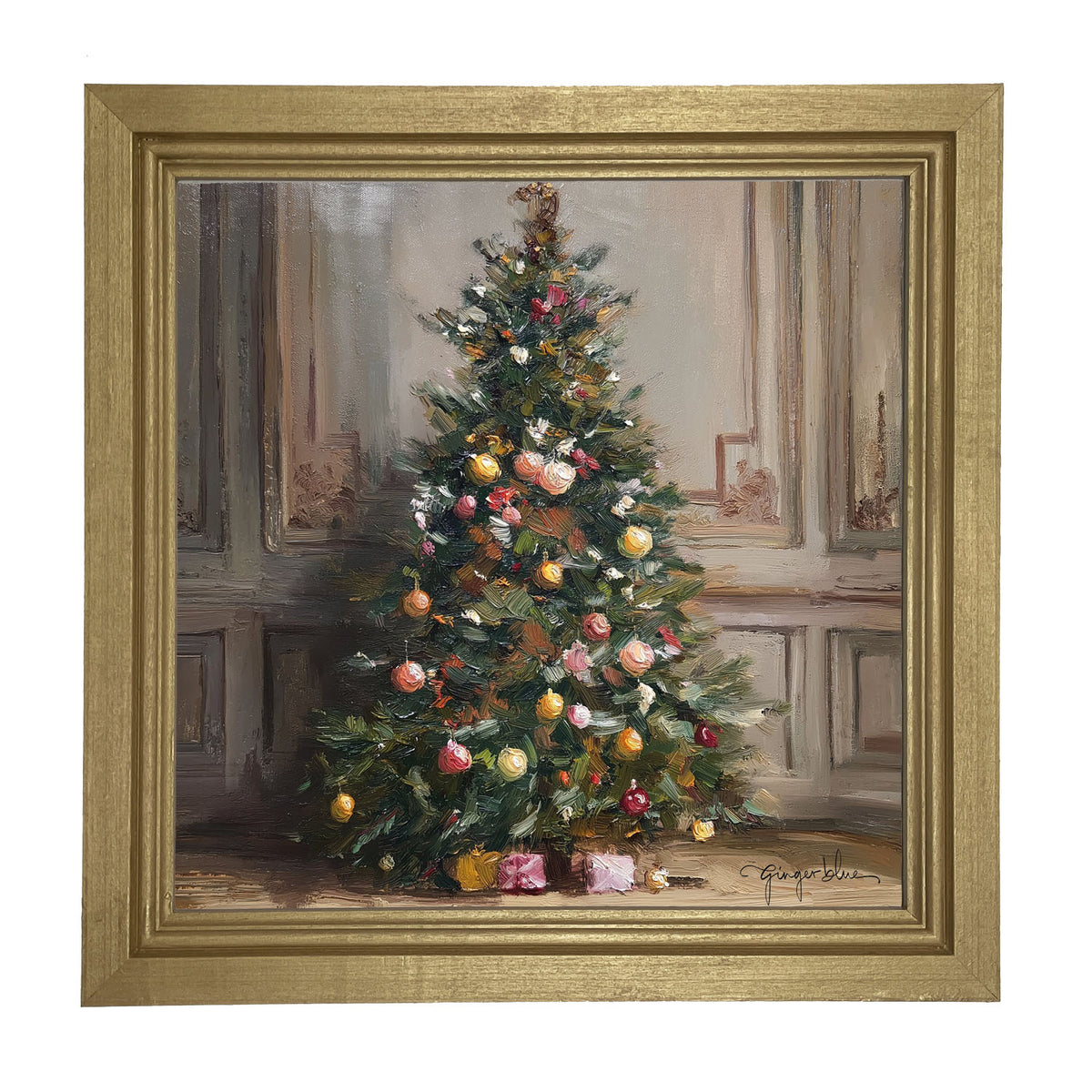 Christmas Tree with Presents - Framed Art