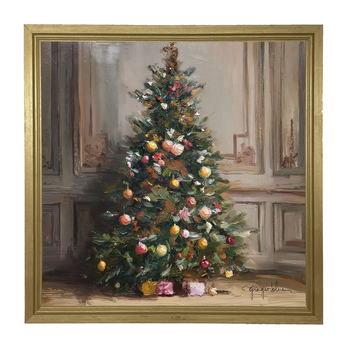 Christmas Tree with Presents - Framed Art